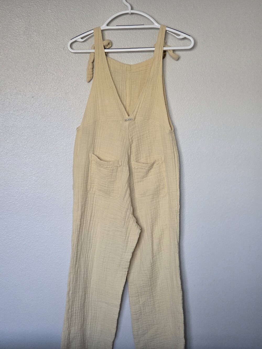 Billabong Light Yellow Gauze Tie-Shoulder Jumpsuit - Picture 8 of 10